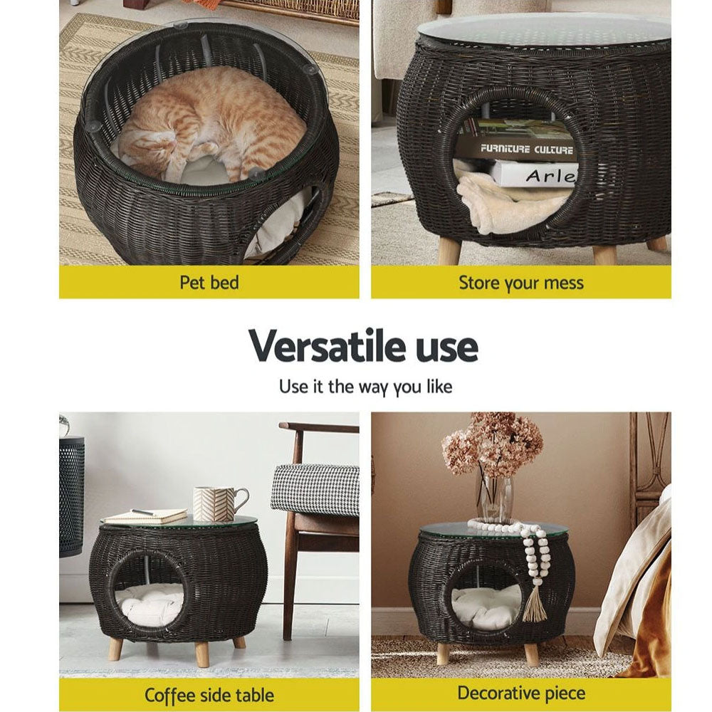 Eris Wicker Side/Coffee Table - Black or Natural Wicker