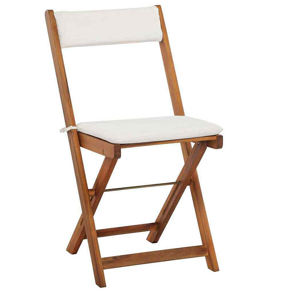 Ragazza Solid Acacia Wood 3 Piece Folding Bistro Set with White or Grey Cushions