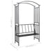 Spera Iron Garden Arch with Bench - Black 128x50x207cm