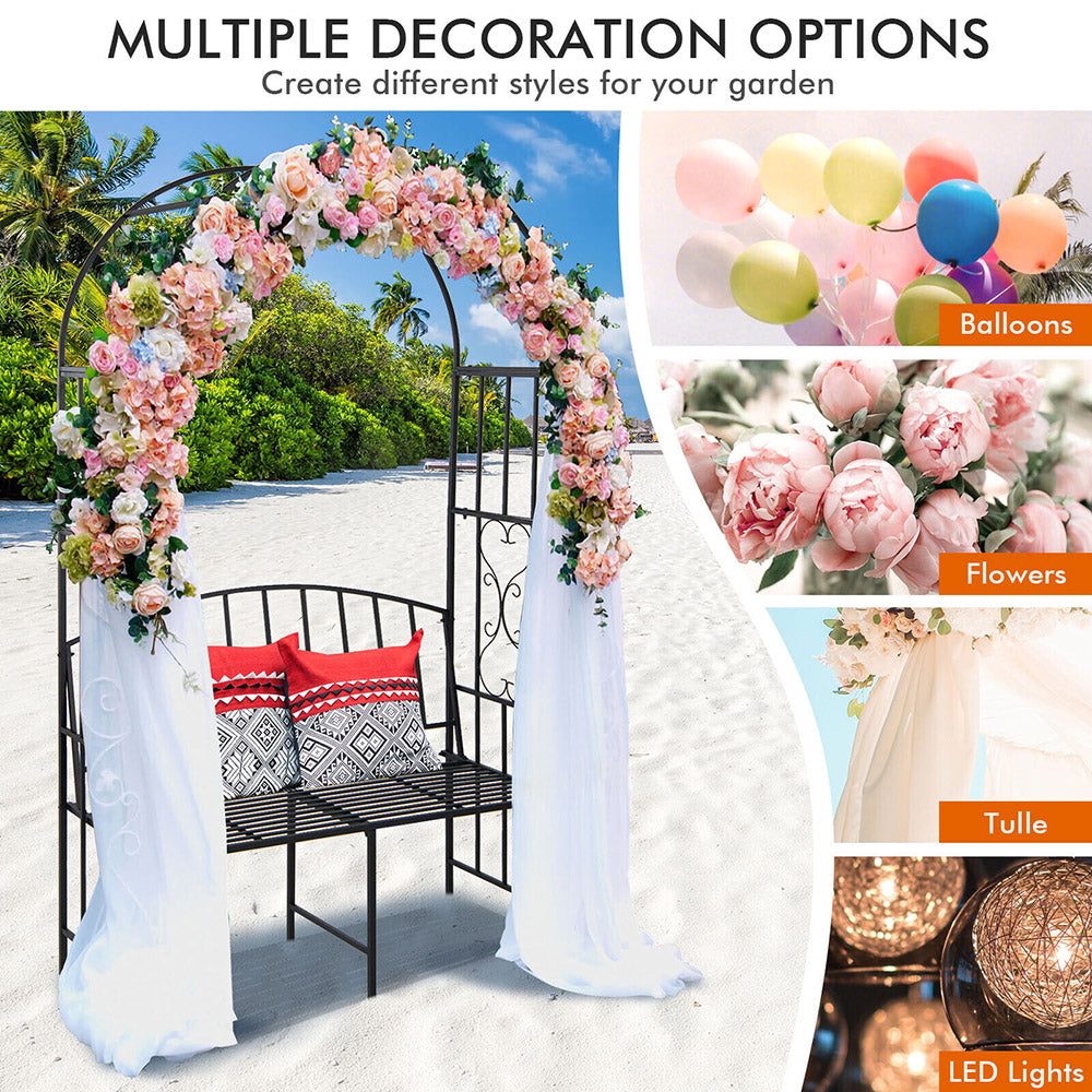 Orazio Steel Garden Arch Arbour w/2-Seat Bench