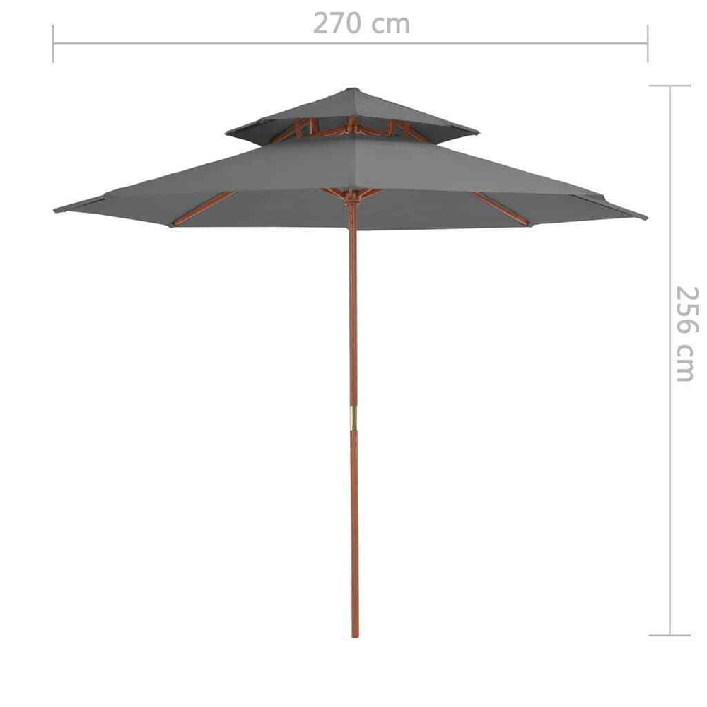Taranto Double Decker Parasol w/Wooden Pole - 4 colours