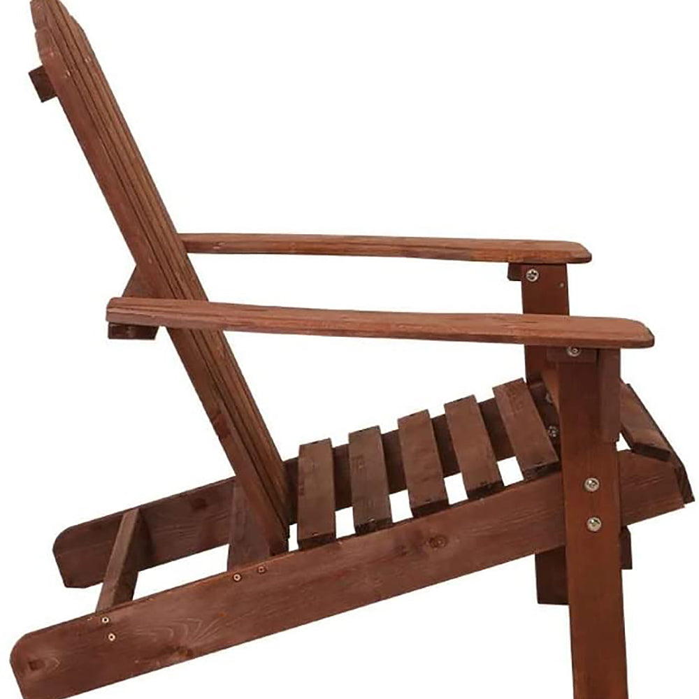 Outdoor & Beach 3 PC Chairs & Table - Adirondack-Style, Natural Brown or White