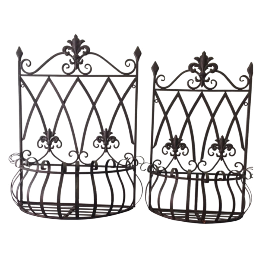 Carolotta Wall Planters in Antique Rustic Cream or Brown - Set of Two