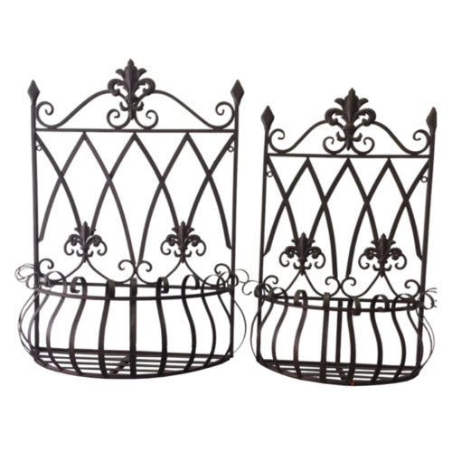 Carolotta Wall Planters in Antique Rustic Cream or Brown - Set of Two