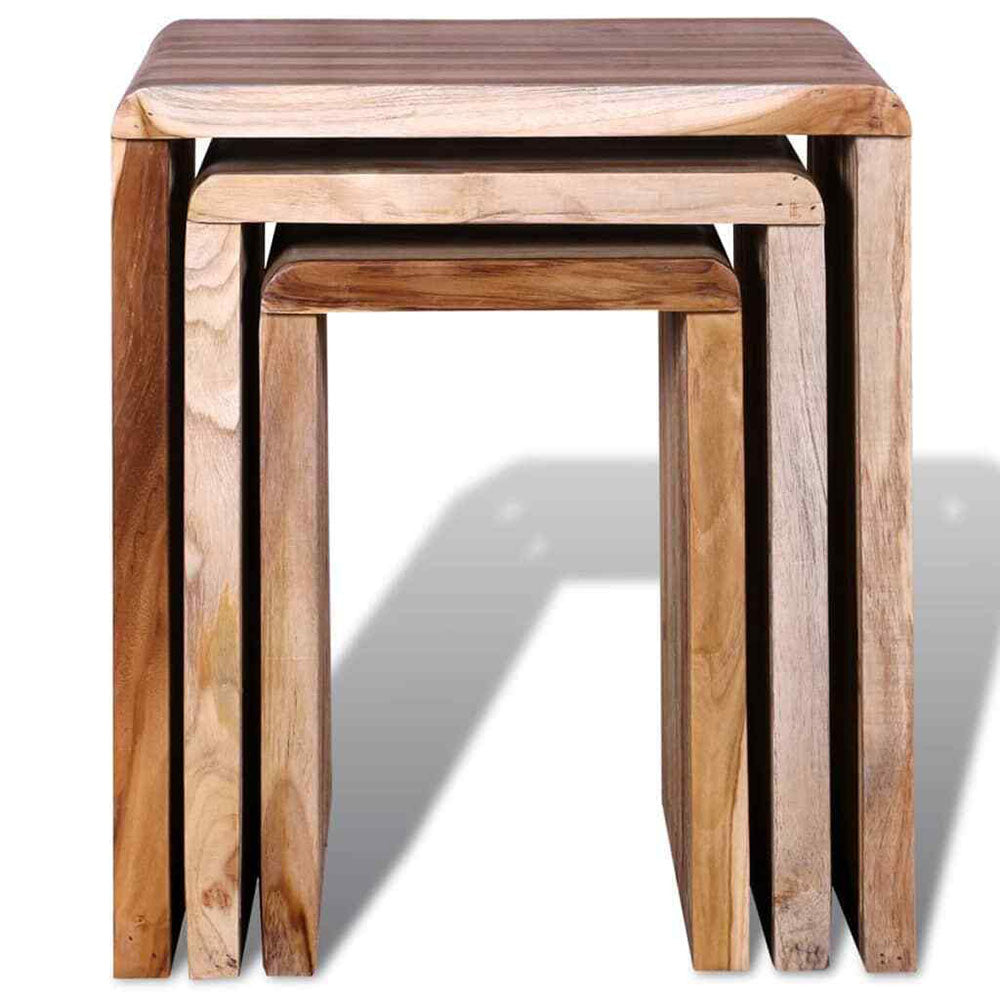 Ambre 3pc Nesting Table Set - Reclaimed Teak