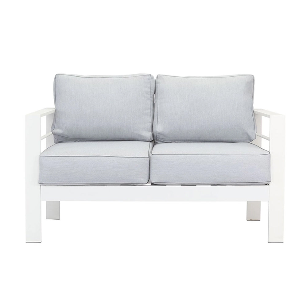 Alissa 4pc White Aluminium Lounge Set - Light Grey Cushion