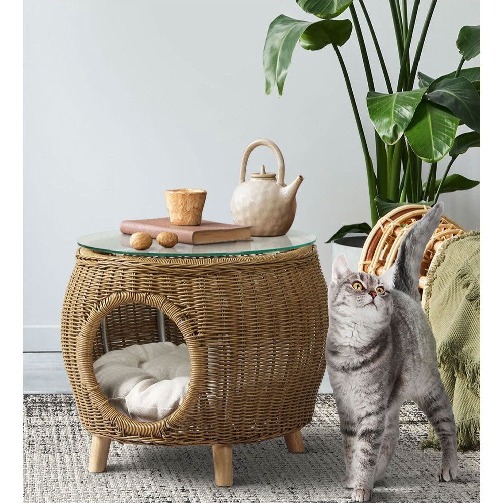 Eris Wicker Side/Coffee Table - Black or Natural Wicker