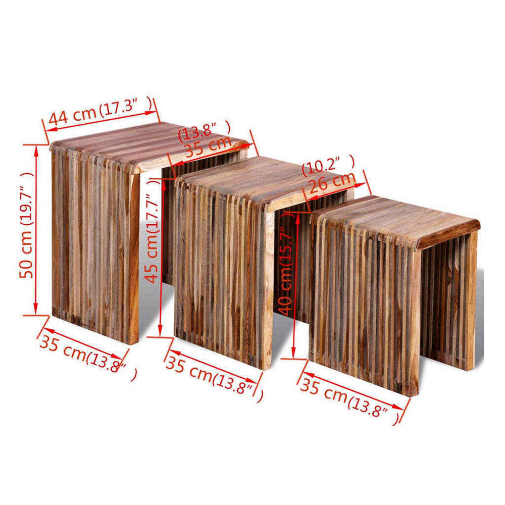 Ambre 3pc Nesting Table Set - Reclaimed Teak