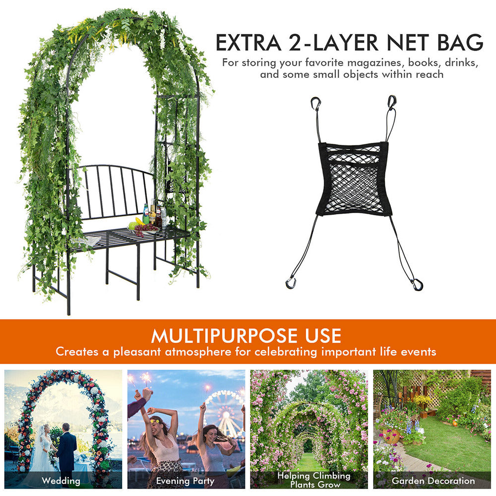 Orazio Steel Garden Arch Arbour w/2-Seat Bench