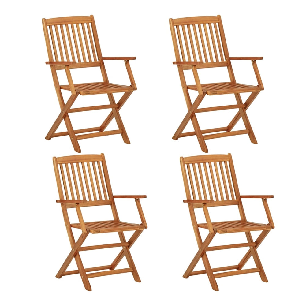 Leandre Folding Garden Dining Set for 4 - Solid Acacia Wood