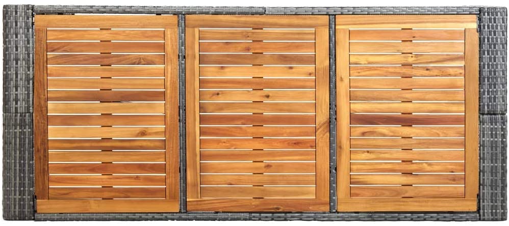 Amalia Solid Acacia Wood and Poly Rattan Outdoor Bar Set - 7 Pieces