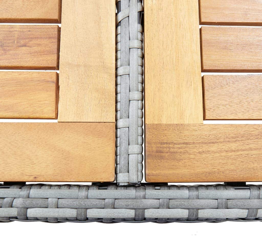 Amalia Solid Acacia Wood and Poly Rattan Outdoor Bar Set - 7 Pieces