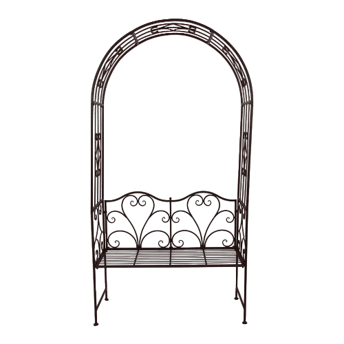 Anatola Rustic Garden Arch w/Bench Seat - Cream, Brown