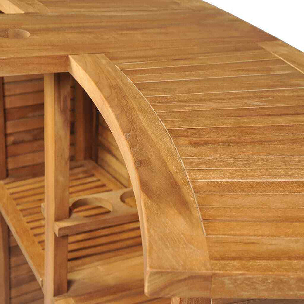 Giverny Solid Teak Wood Folding Bar Table w/Umbrella Hole 155x53x105 cm