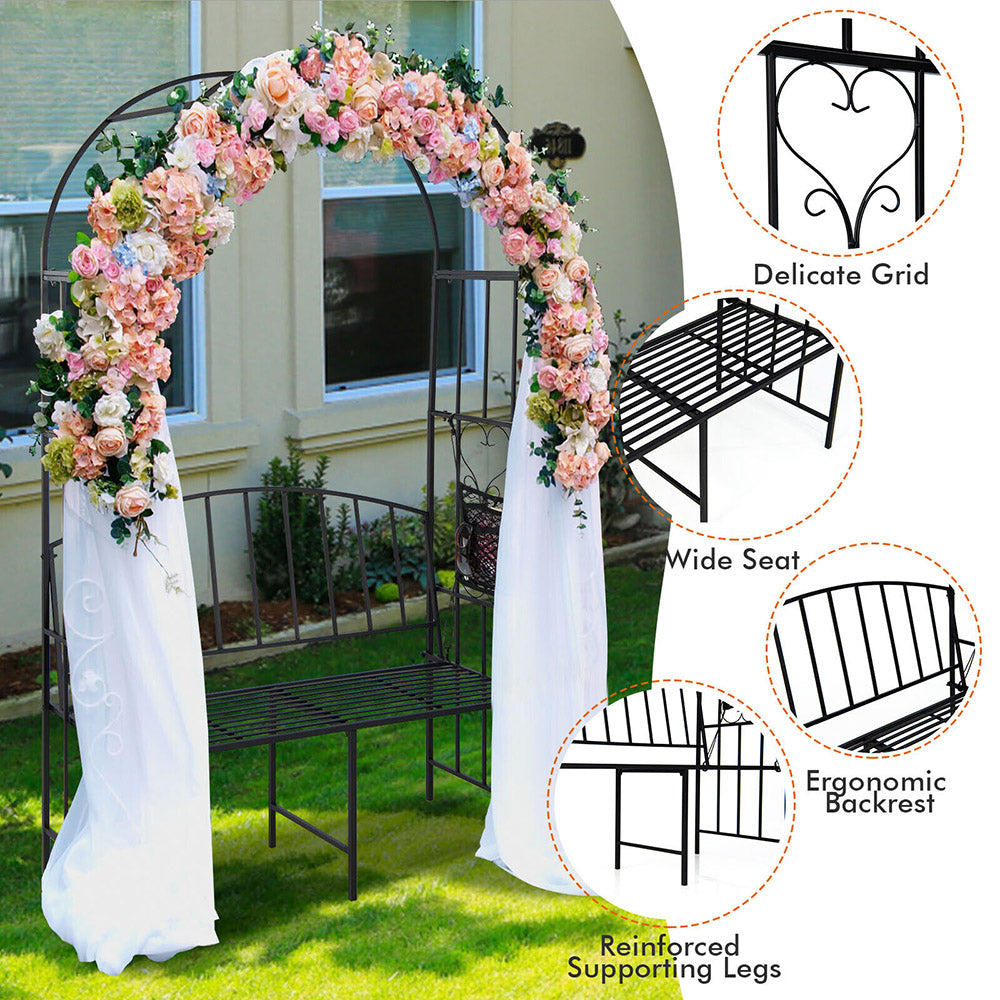 Orazio Steel Garden Arch Arbour w/2-Seat Bench