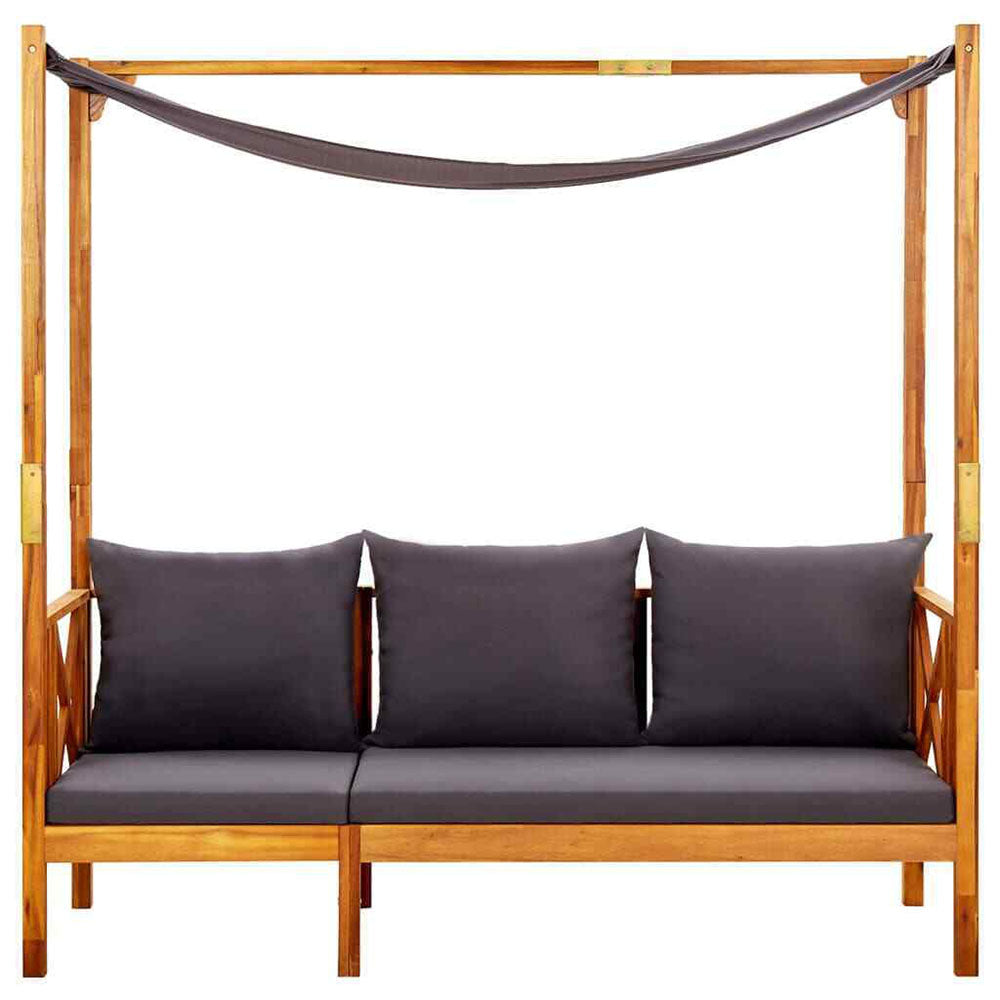 Baja Garden Bench with Canopy - Solid Acacia Wood. Black or Cream