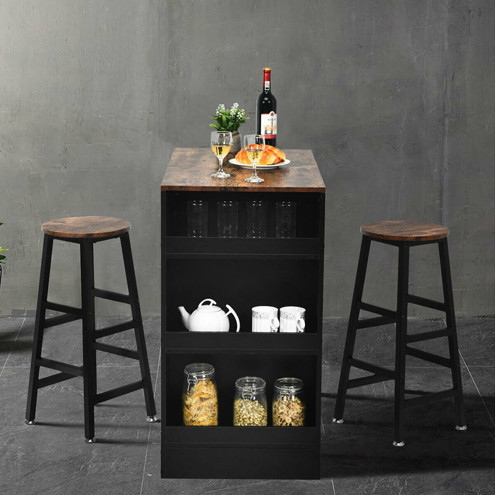 Aubrey 3Pc Bar Table Set/Dining Table w/2 Stools