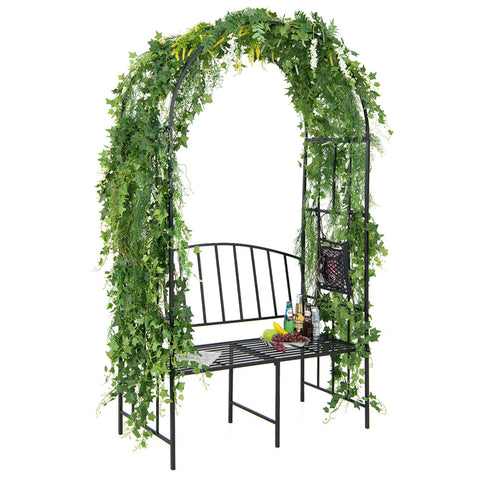 Orazio Steel Garden Arch Arbour w/2-Seat Bench