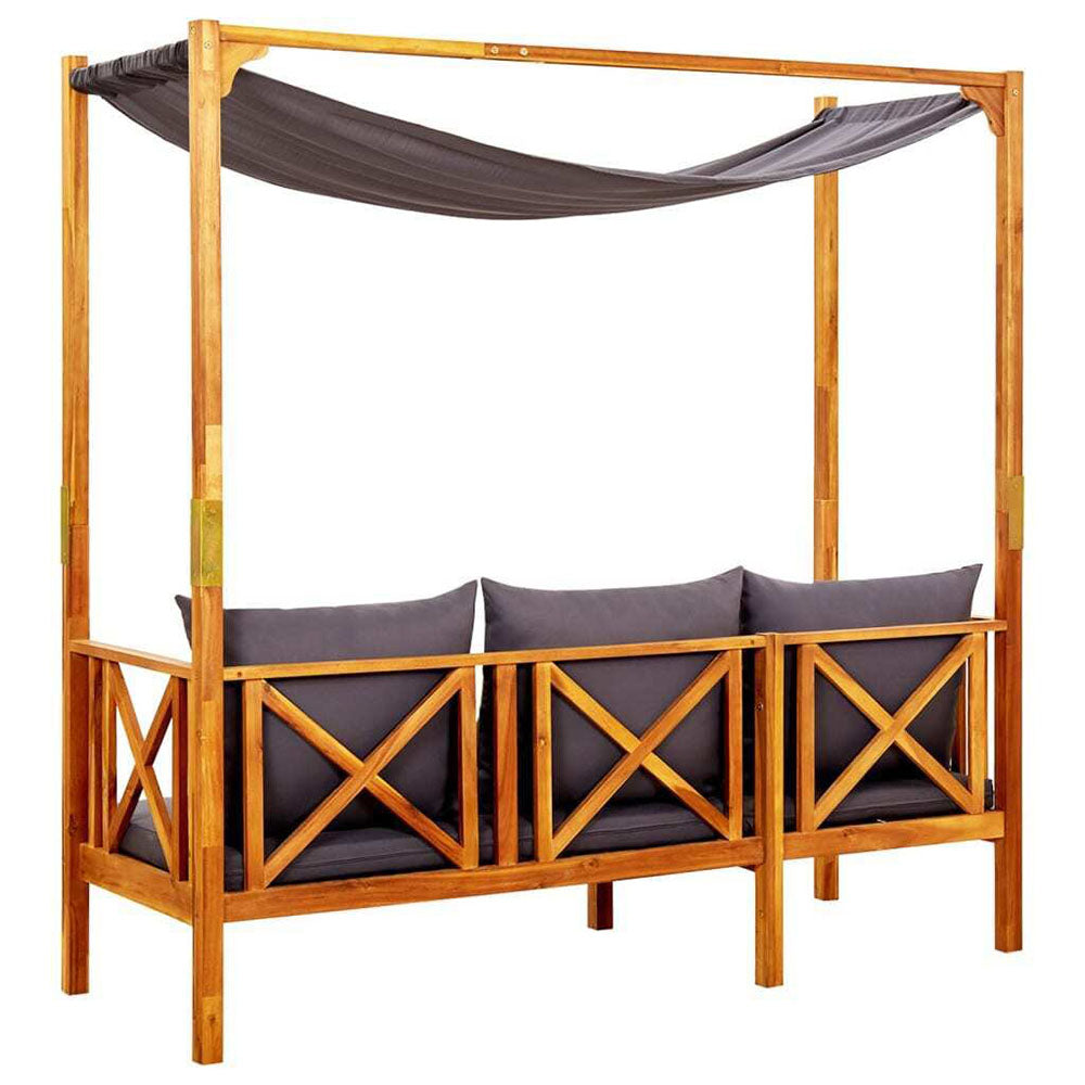 Baja Garden Bench with Canopy - Solid Acacia Wood. Black or Cream