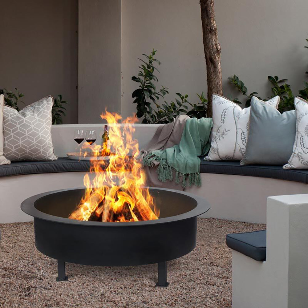 Hermosillo Rust or Matte Black Fire Pit on Legs