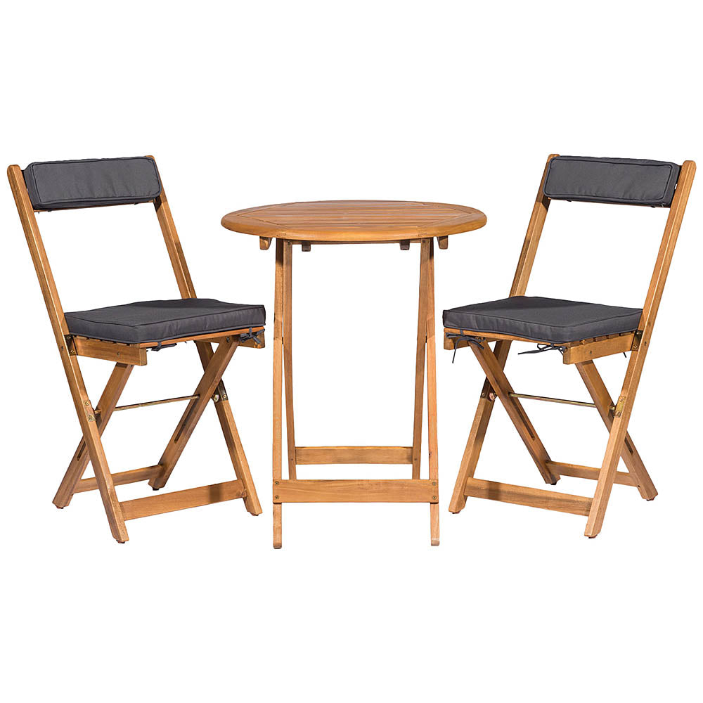 Cezara Acacia Wood with Beige Cushions Outdoor Bistro Set - 2 or 4 Seater