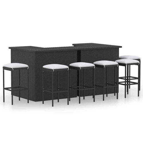 Enzo 8pc Garden Bar Set - Poly Rattan w/Cushions