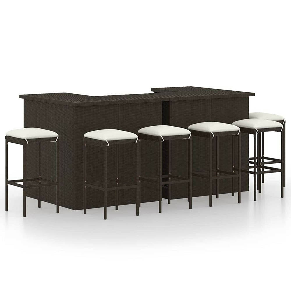 Enzo 8pc Garden Bar Set - Poly Rattan w/Cushions