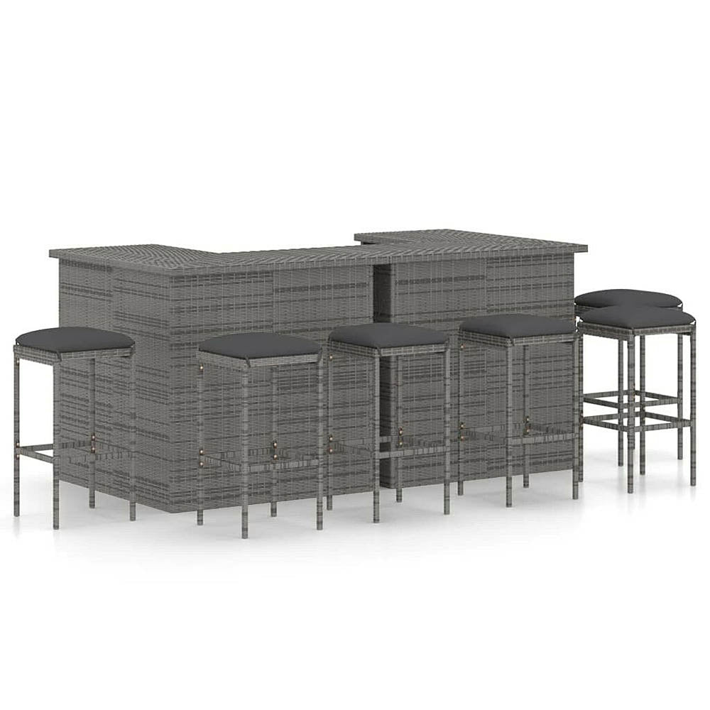 Enzo 8pc Garden Bar Set - Poly Rattan w/Cushions