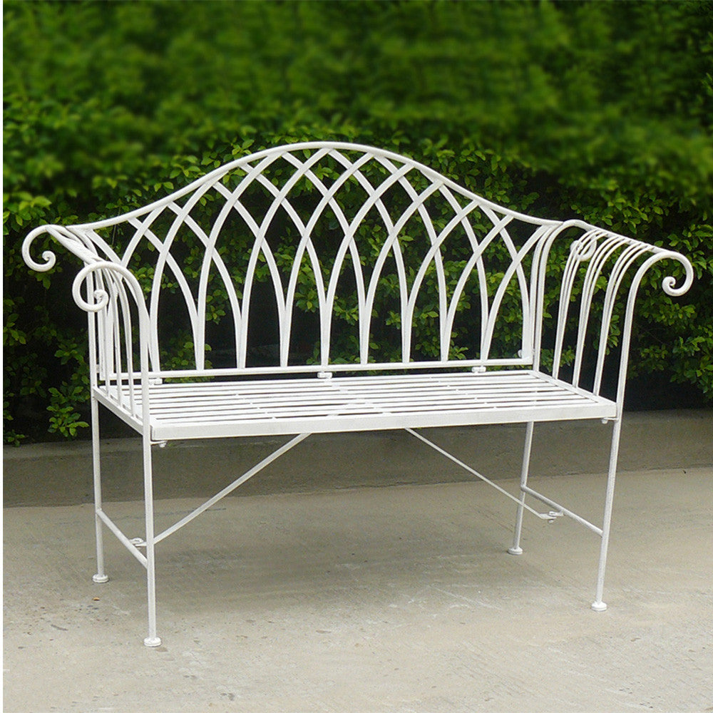 the claudia white wrought iron bench