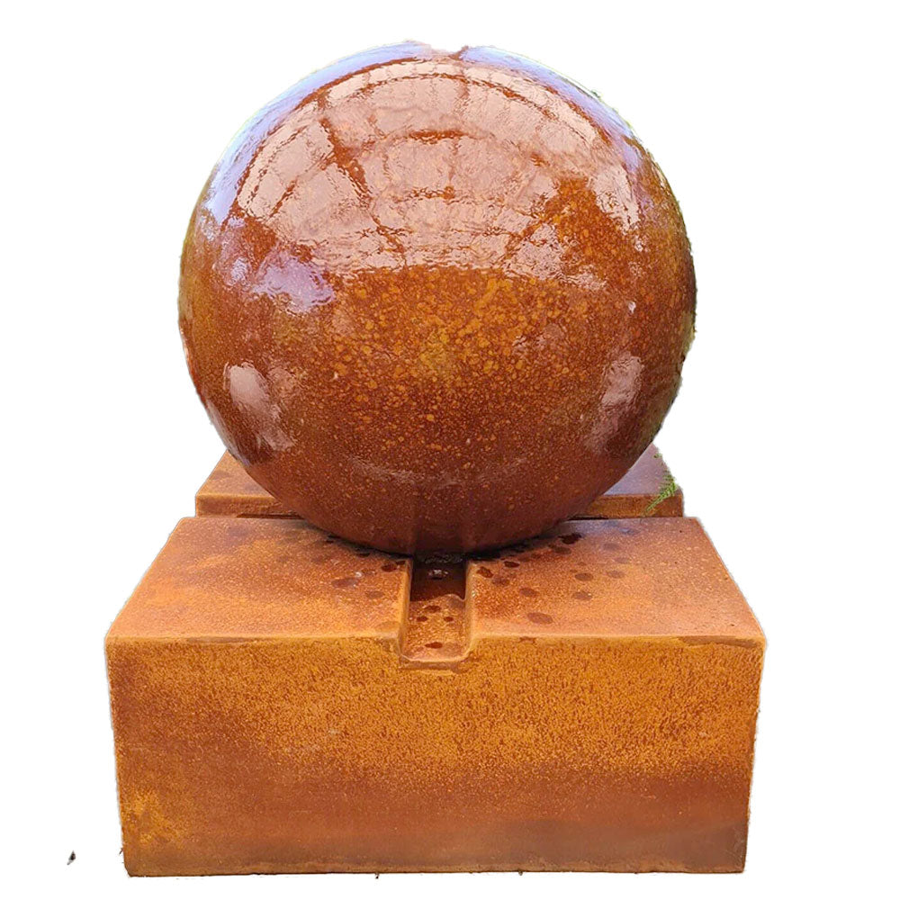 Ilana Round Smooth Ball Sphere Fountain on Square Base- 3 Cols