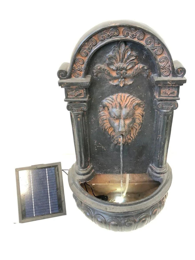 Eze Lion Face Wall Water Feature - Solar w/LED Light