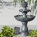 Tissia 3-Tier Solar Fountain/Bird Bath with Pump Kit. 93CM