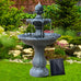 Tissia 3-Tier Solar Fountain/Bird Bath with Pump Kit. 93CM