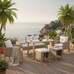Bonifacio 7 Seater Wicker Outdoor Dining Sofa Set - Natural or Warm Grey