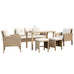 Bonifacio 7 Seater Wicker Outdoor Dining Sofa Set - Natural or Warm Grey