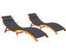 Jamilla Pair of Matching Acacia Sun Loungers 2 pcs w/Table & Cushions