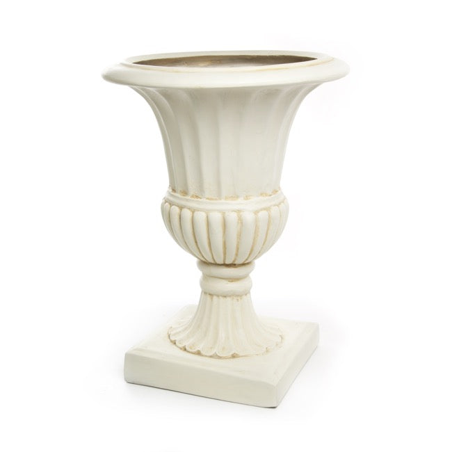 Marcella Fibreglass Flute-Style Urn - Weathered or Smooth Ivory