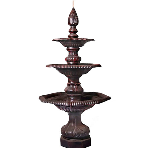 Sevilla Three Tier Octagonal Cast Iron Fountain  - Black/Red