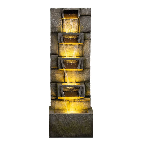 Ensenada 4-Tier Trough Wall Fountain w/ LED Lights