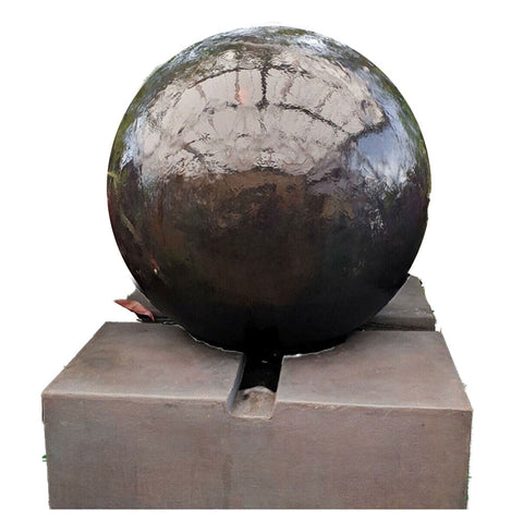 Ilana Round Smooth Ball Sphere Fountain on Square Base- 3 Cikiyrs