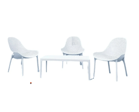 Pandora 4pc Lounge Chairs & Coffee Table Set. White