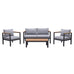 Eliana 4 Seater Outdoor Aluminium & Eucalyptus Wood Lounge Set