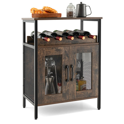 Saba Mobile Patio & Wine Rack Doors Industrial Side Table