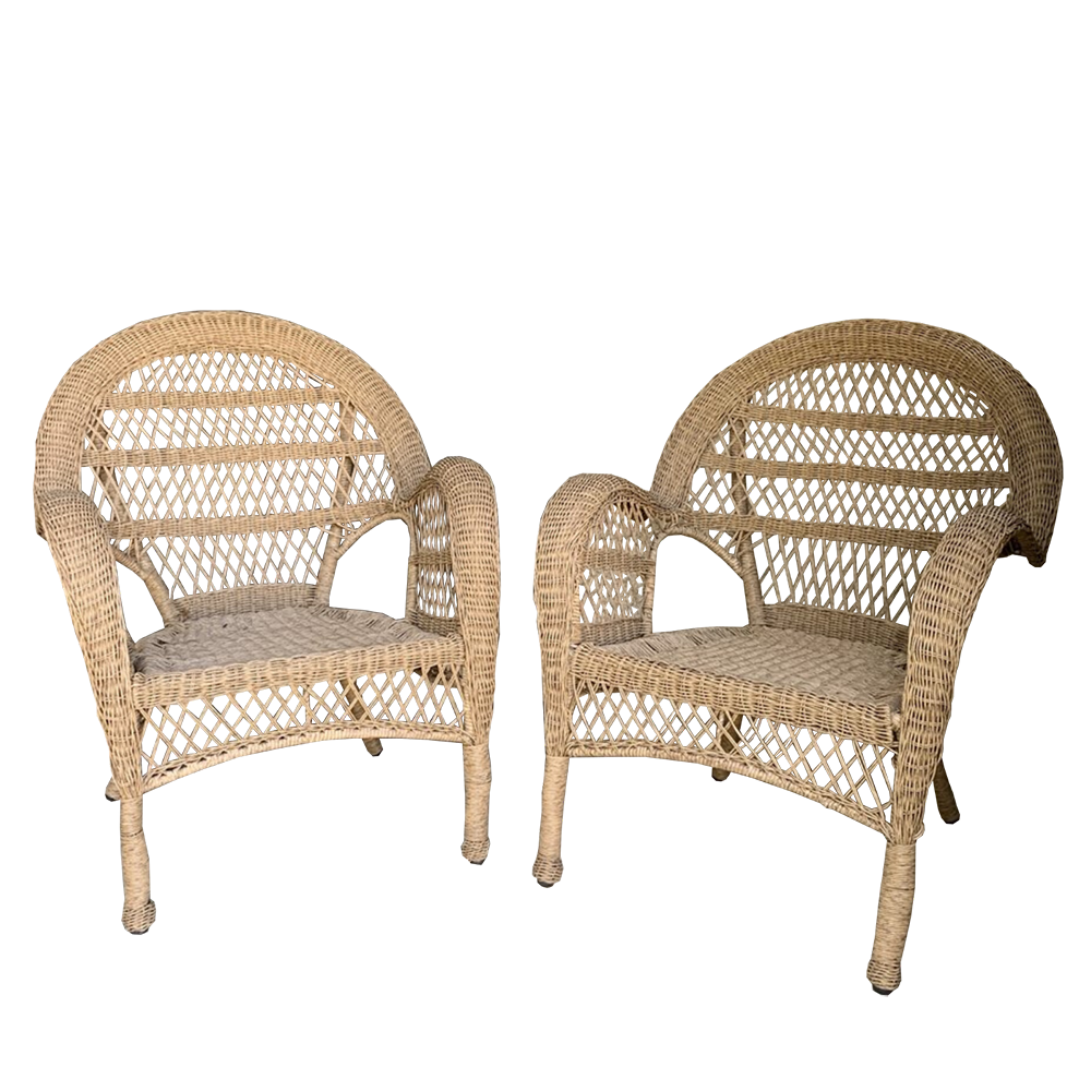 Benicio - Pair of Cane Wicker Chairs - In Natural Tones or Grey