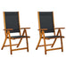 Romano Set of 2 pcs Solid Acacia Wood & Textilene Garden Chairs in Black