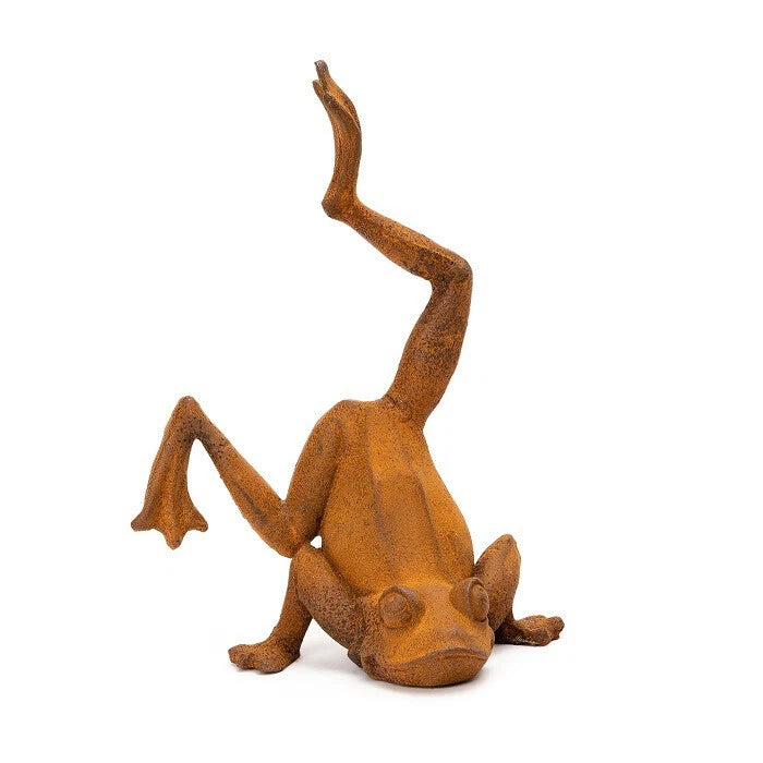 Kos Garden Balancing Frog Sculpture - Cast Iron 29cms