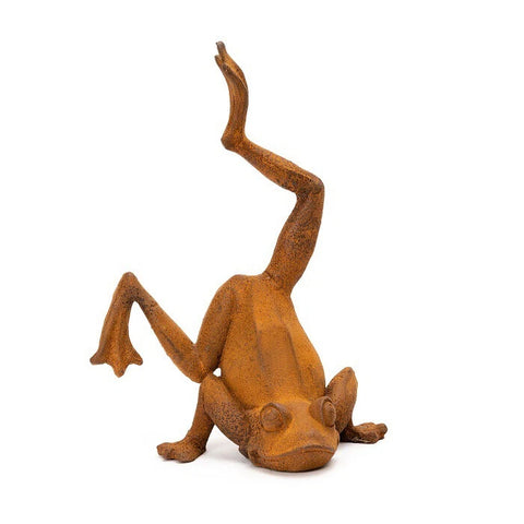 Kos Garden Balancing Frog Sculpture - Cast Iron 29cms