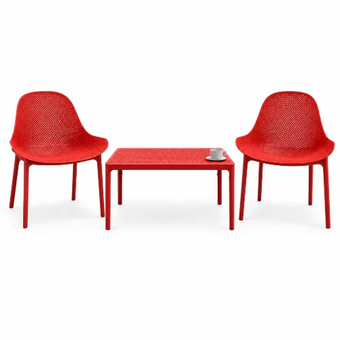 Candelaria 3pc Chair & Coffee Table Set. Red