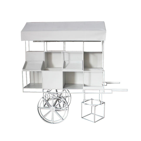 Floris Iron Frame Outdoor Flower Cart w/Two Wheels – White