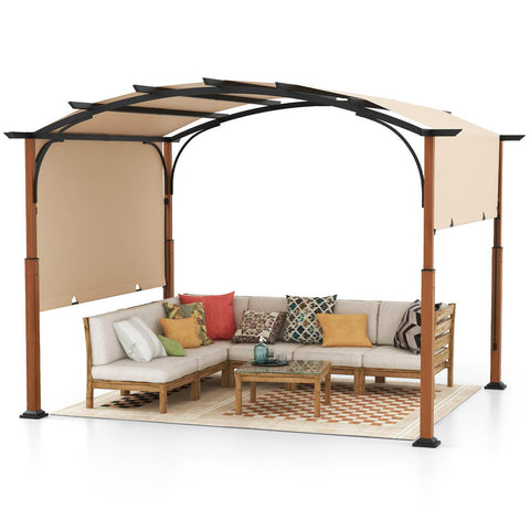 Metal Pergola with Retractable Canopy 3m x 3.6m
